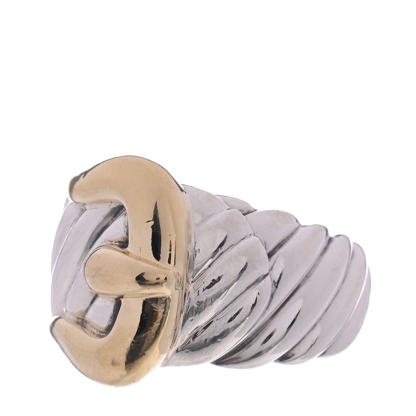 Sterling Silver 18K Yellow Gold Cable Hook Ring 54 7