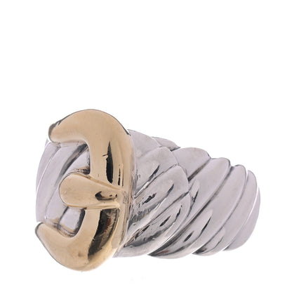 David Yurman Sterling Silver 18K Yellow Gold Cable Hook Ring 54 7 4 of 5