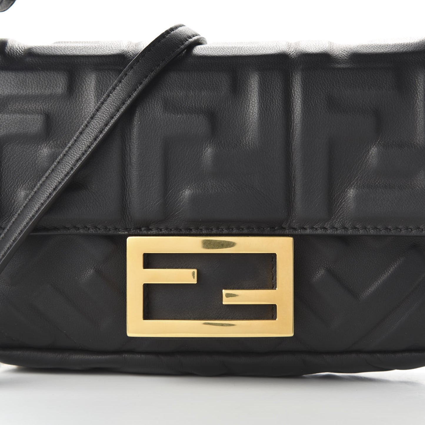 Nappa FF 1974 Embossed Mini Baguette Black