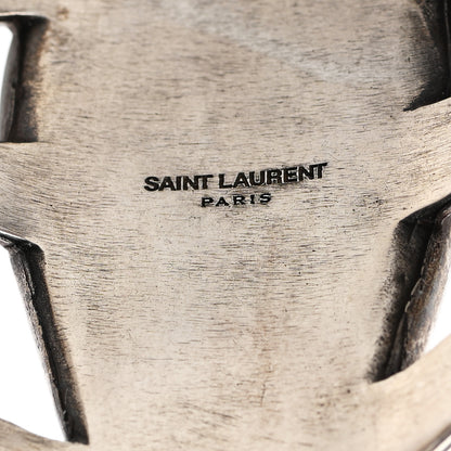 Saint Laurent Brass Textured Cuff Bracelet Black Silver 4 of 4