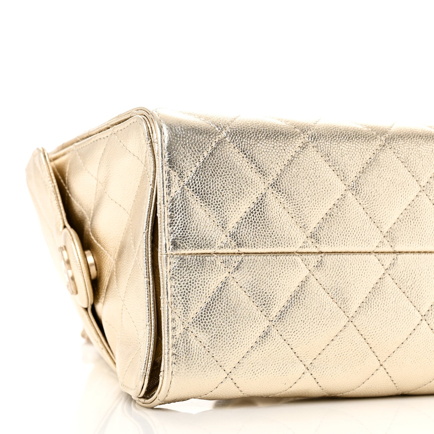 Metallic Caviar Quilted Small Chanel 25 Hobo Gold