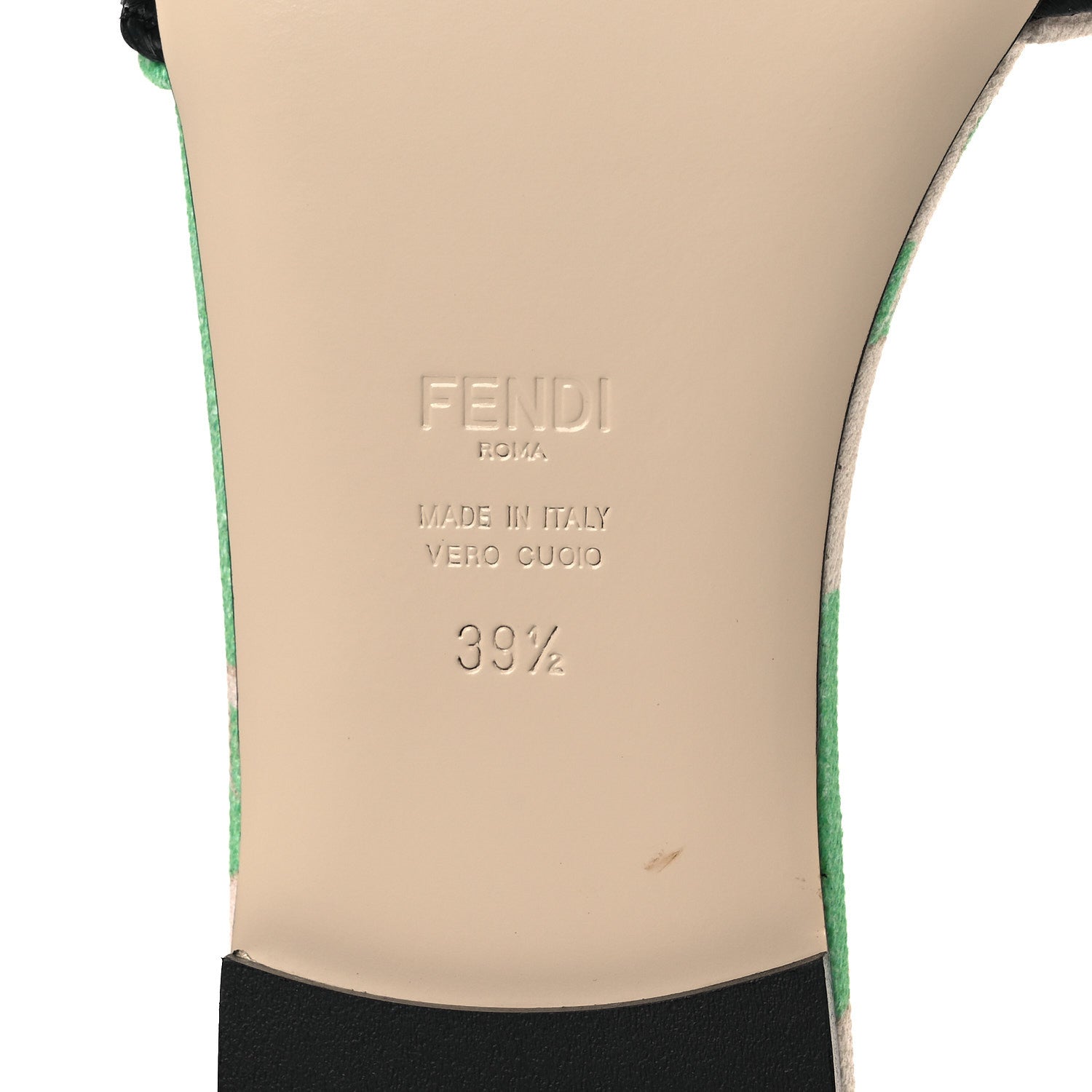 Fendi Canvas Floral Print Logo Flat Slide Sandals 39.5 Green 8 of 10