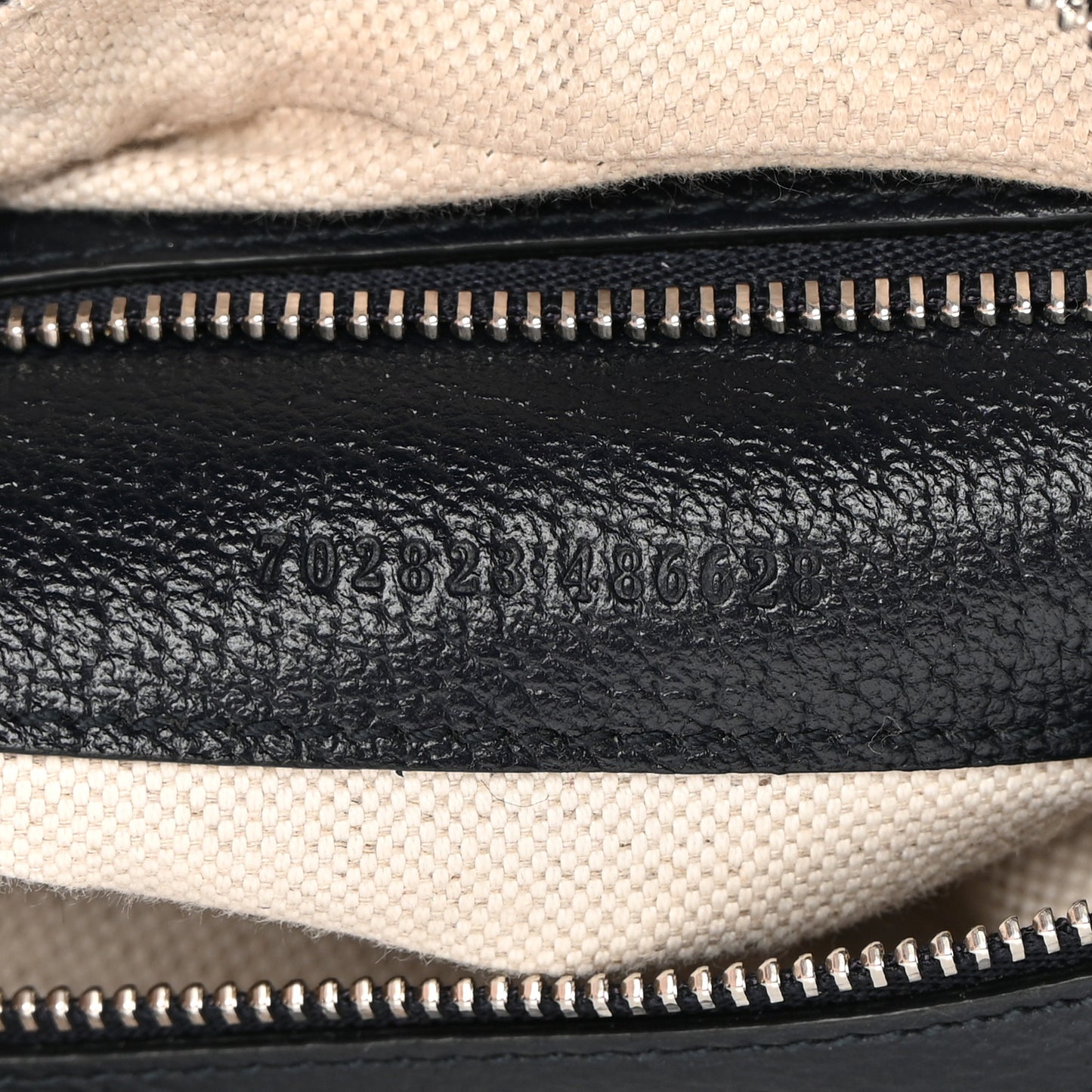 GG Supreme Monogram Textured Calfskin Web Large Attache Shoulder Bag Beige Blue