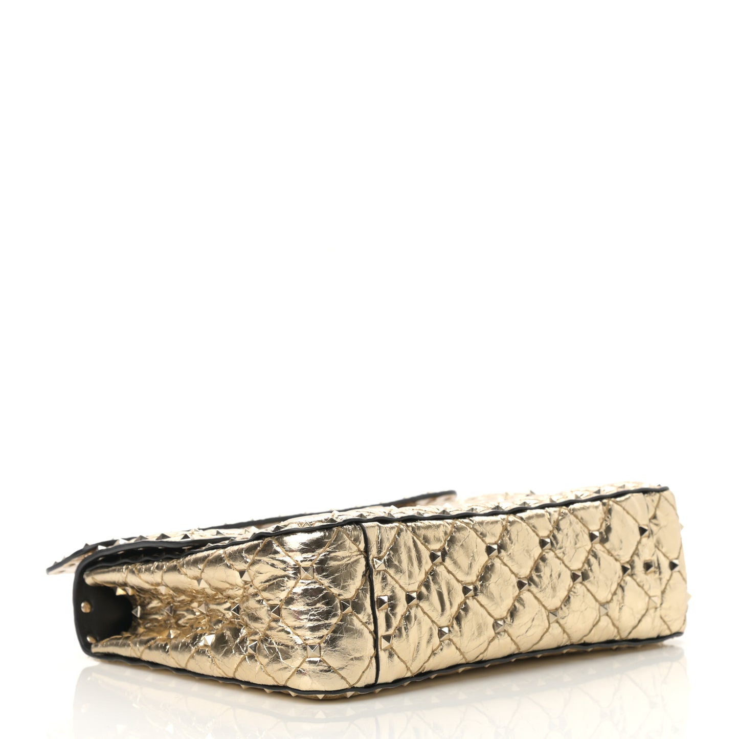 Metallic Wrinkled Lambskin Medium Rockstud Spike Shoulder Bag Mekong
