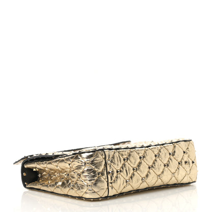 Valentino Garavani Metallic Wrinkled Lambskin Medium Rockstud Spike Shoulder Bag Mekong 4 of 12