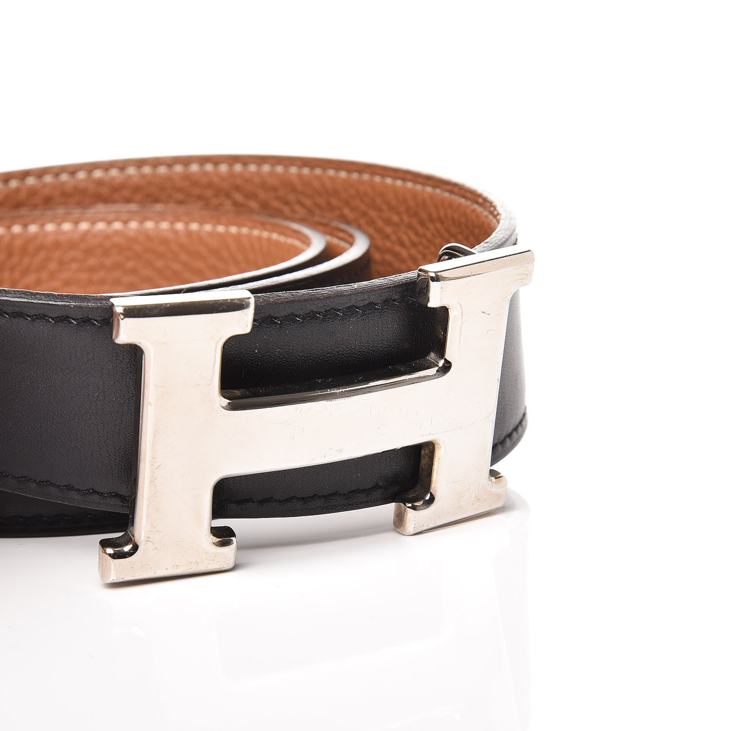 Hermes Box Togo 32mm H Belt 75 Black Gold 7 of 7