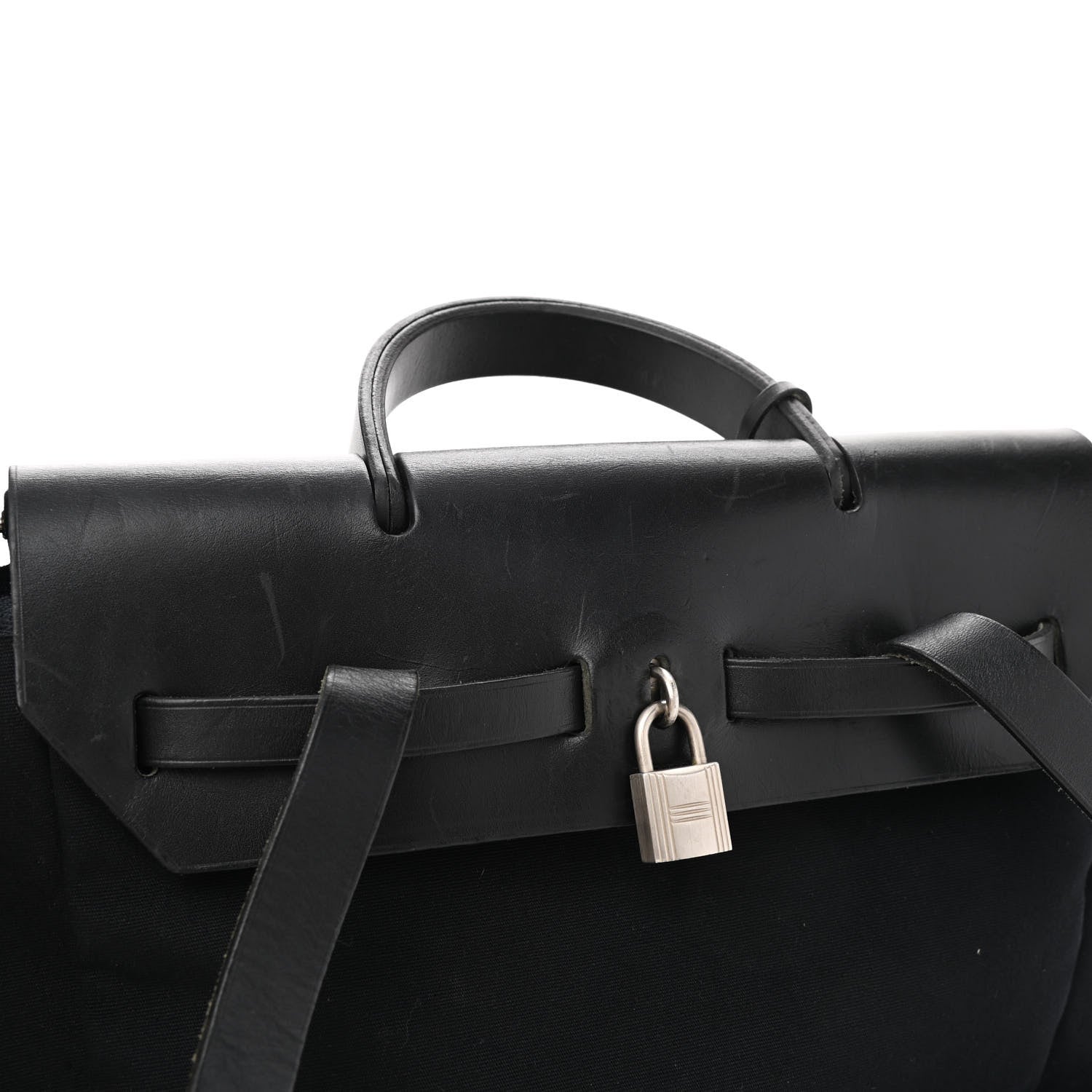 Hermes Toile Vache Calfskin Herbag 30 PM Backpack Black 17 of 18