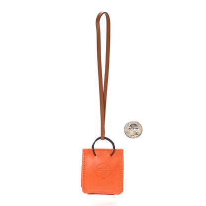 Hermes Milo Lambskin Swift Shopping Bag Charm Feu Gold 2 of 3