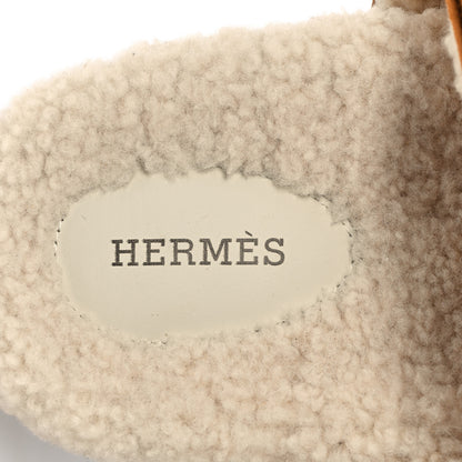 Hermes Suede Goatskin Woolskin Womens Chypre Sandals 40 Nude 8 of 8