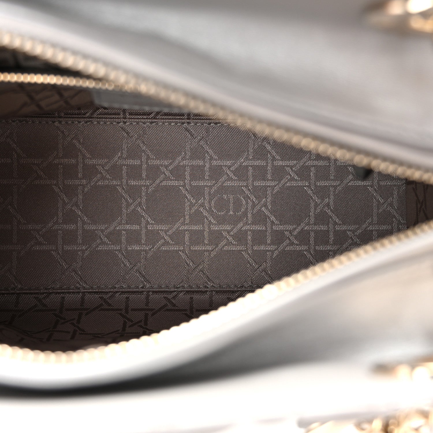 Christian Dior Pearly Lambskin Cannage Medium Lady Dior Grey 5 of 10