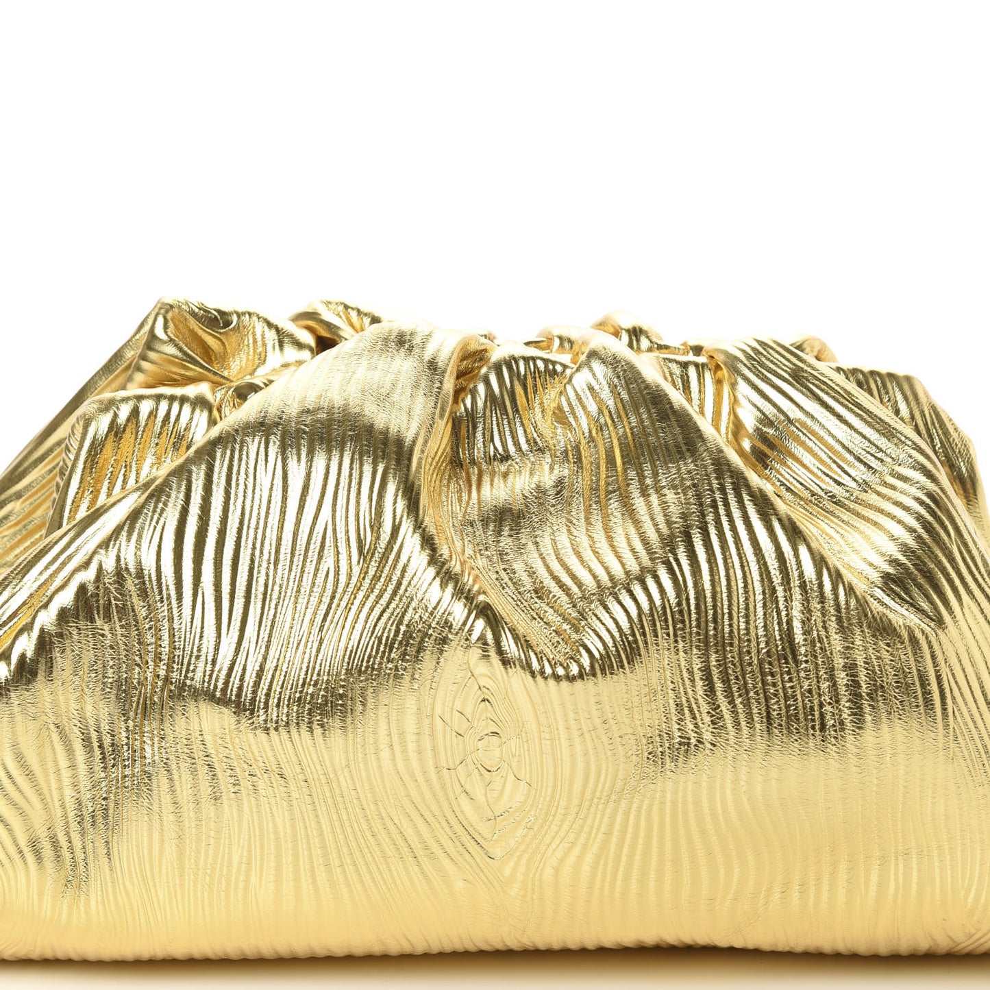 Metallic Bark Calfskin Embossed The Pouch Oversized Clutch Oro