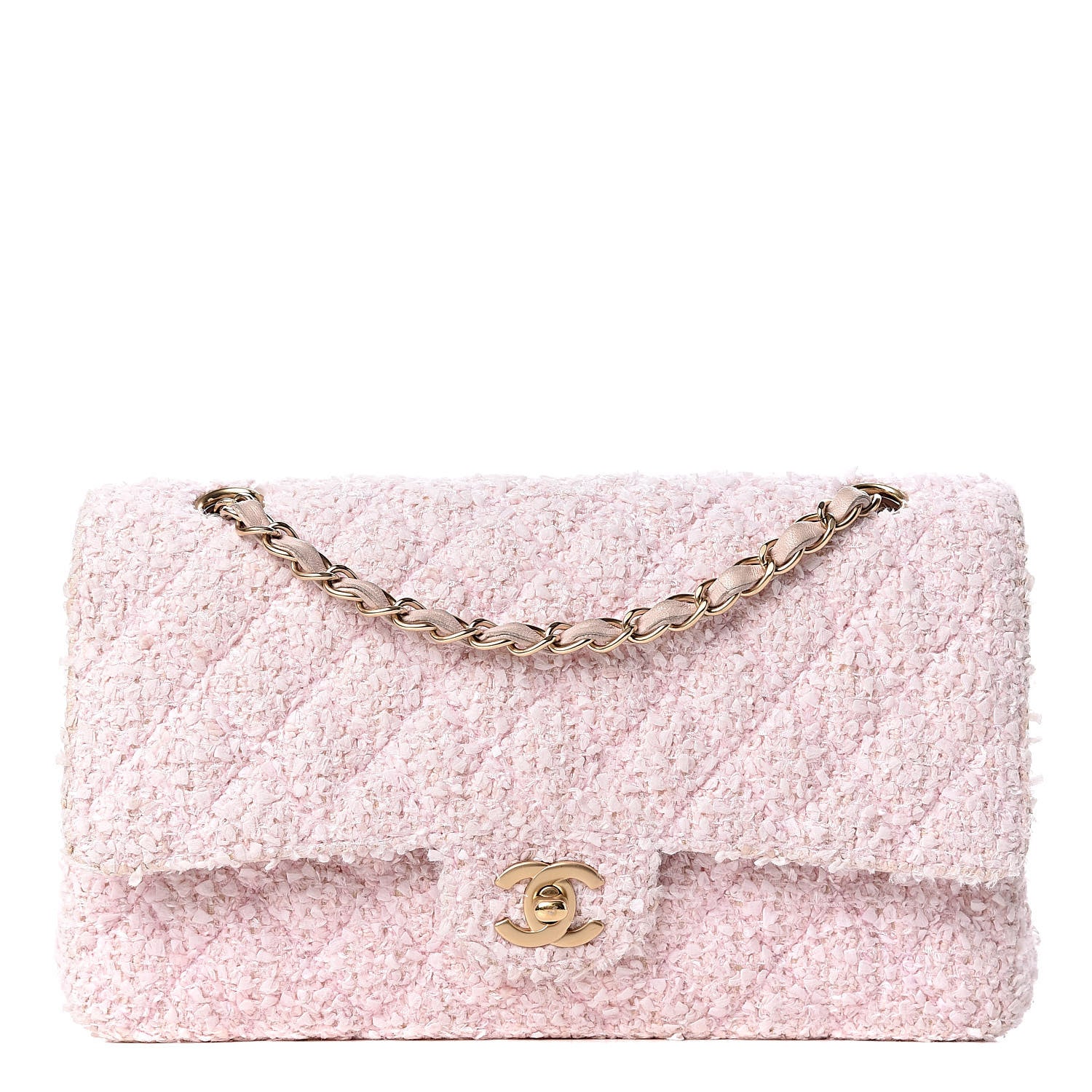 Chanel Tweed Medium Double Flap Pink 1 of 20