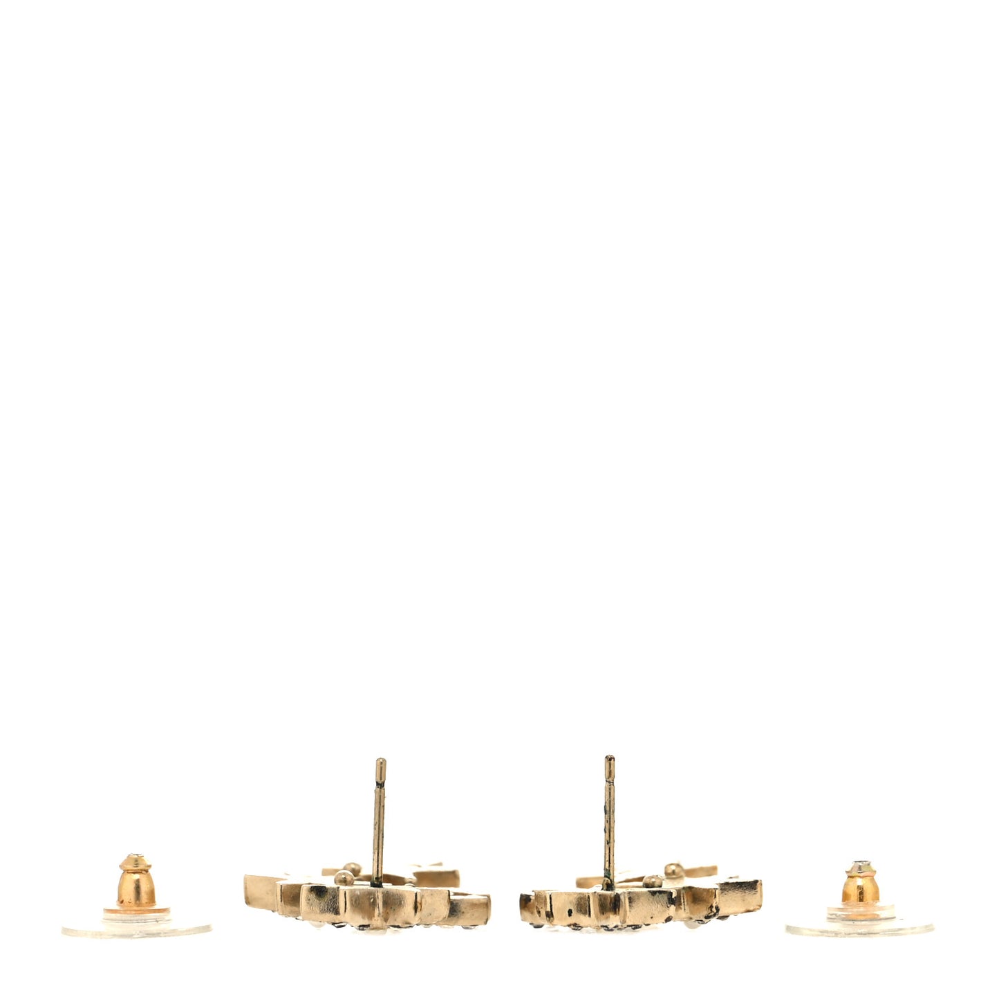 Crystal Pearl CC Star Earrings Gold