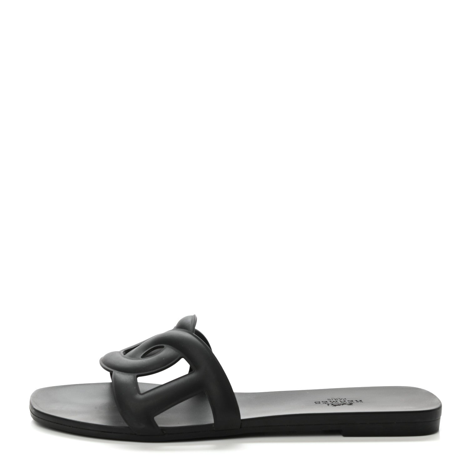 Hermes Rubber Aloha Sandals 39 Black 1 of 8