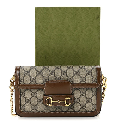 Gucci GG Supreme Monogram Azalea Calfskin Horsebit 1955 Mini Bag Beige Ebony Brown Sugar 11 of 11