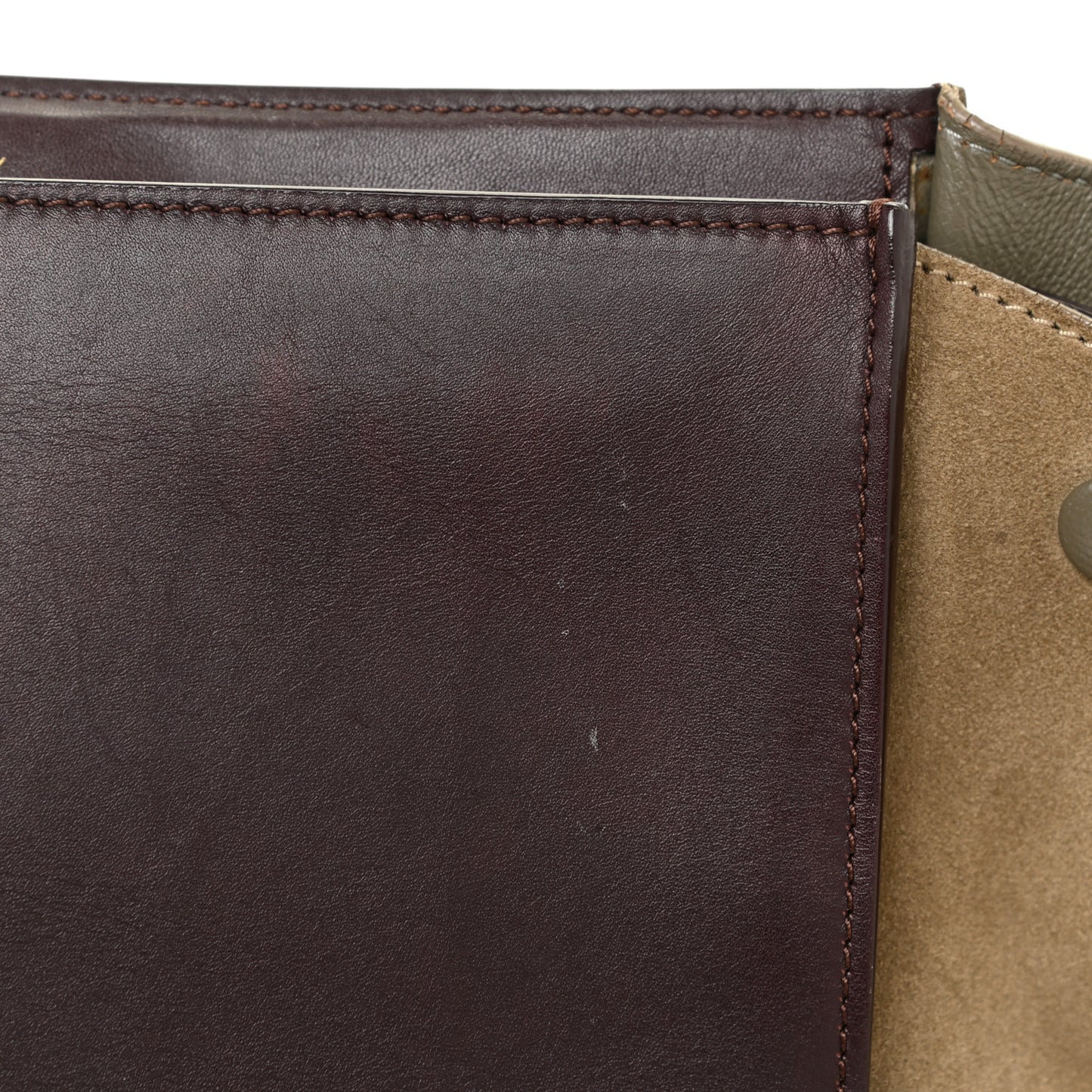 Calfskin Suede Tri-Color Medium Trapeze Burgundy