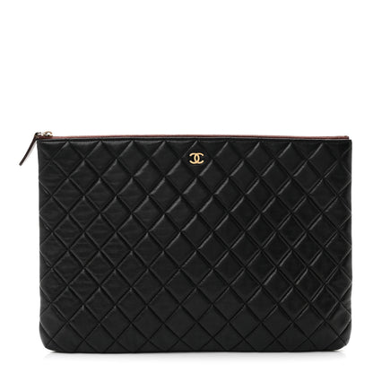 Chanel Lambskin Quilted Large Cosmetic Case Black 1 of 7