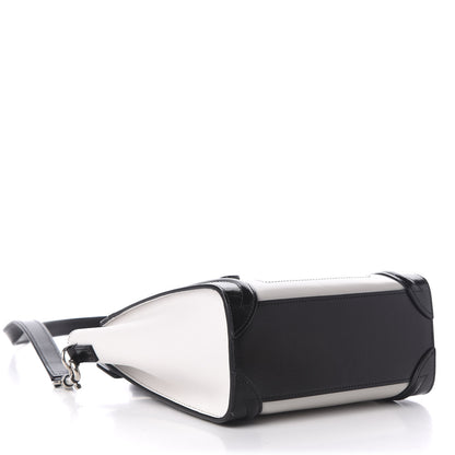 Celine Smooth Calfskin Lizard Embossed Nano Luggage White Black 4 of 9