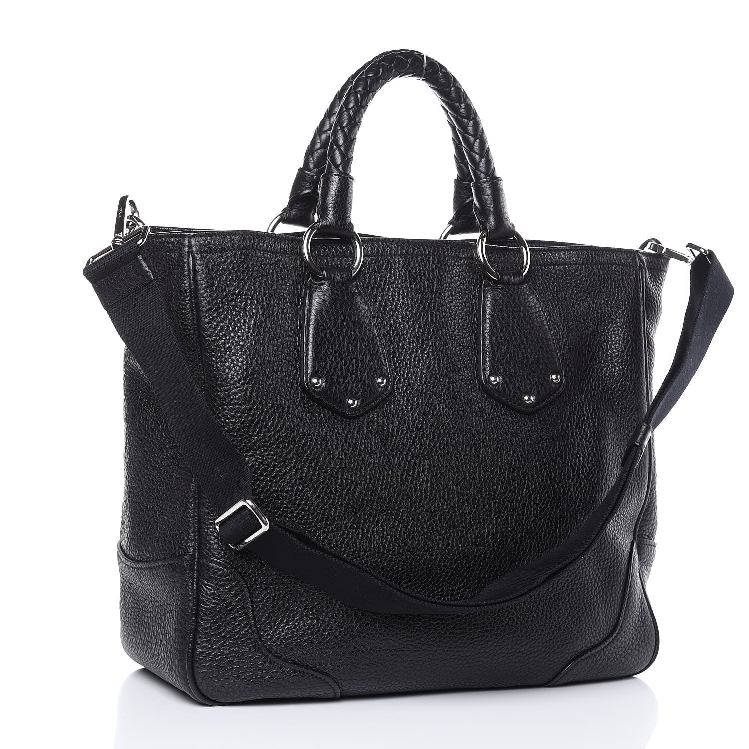 Prada Vitello Daino Braided Hobo Nero Black 3 of 12