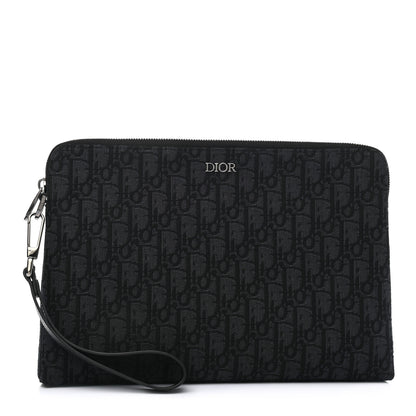 Christian Dior Oblique Jacquard Triangle Case Black Multicolor 1 of 7