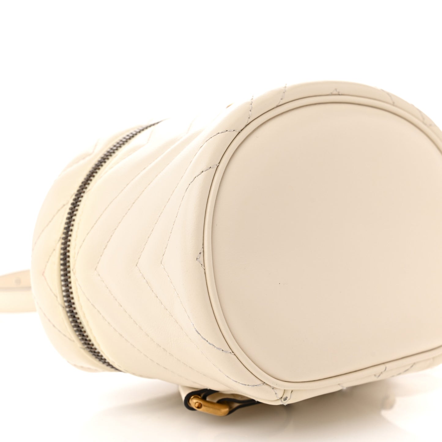Calfskin Matelasse Mini GG Marmont Round Backpack White