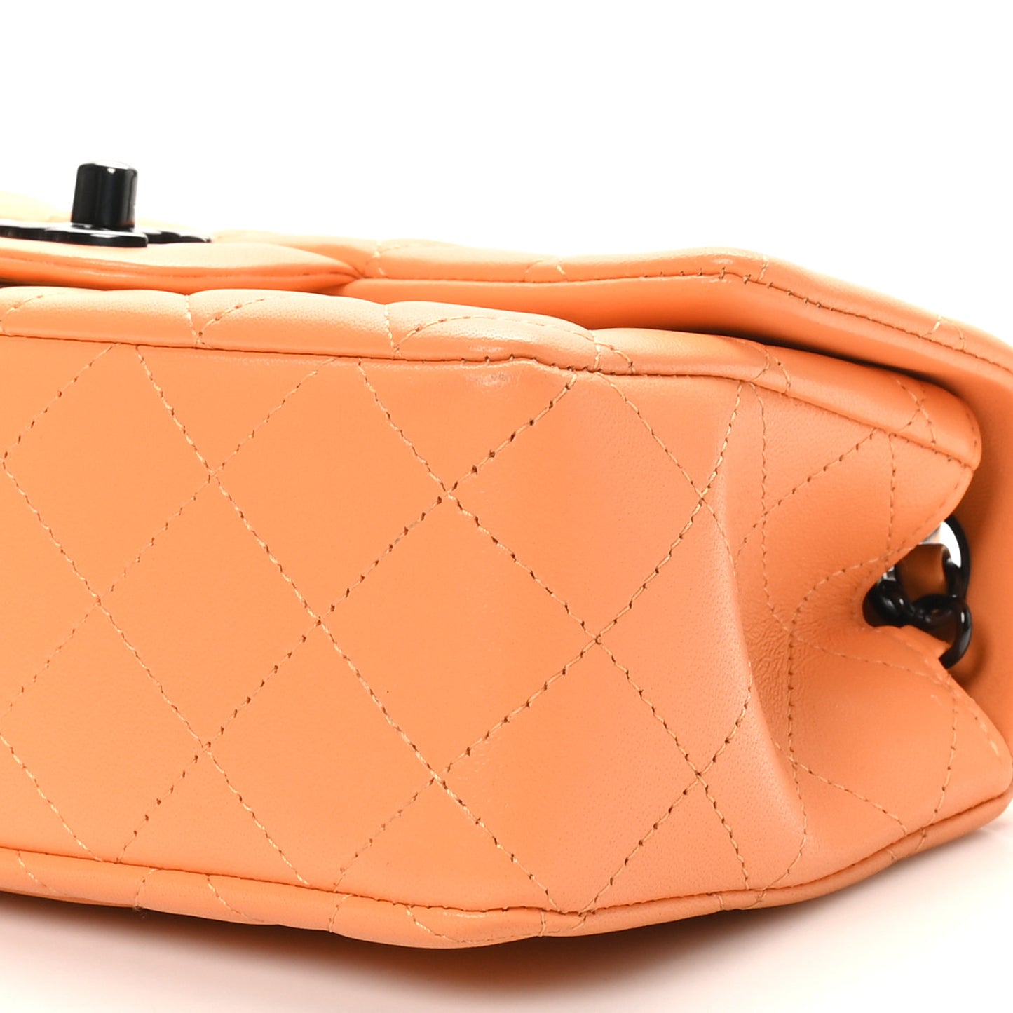 Lambskin Quilted Mini Rectangular Flap Orange