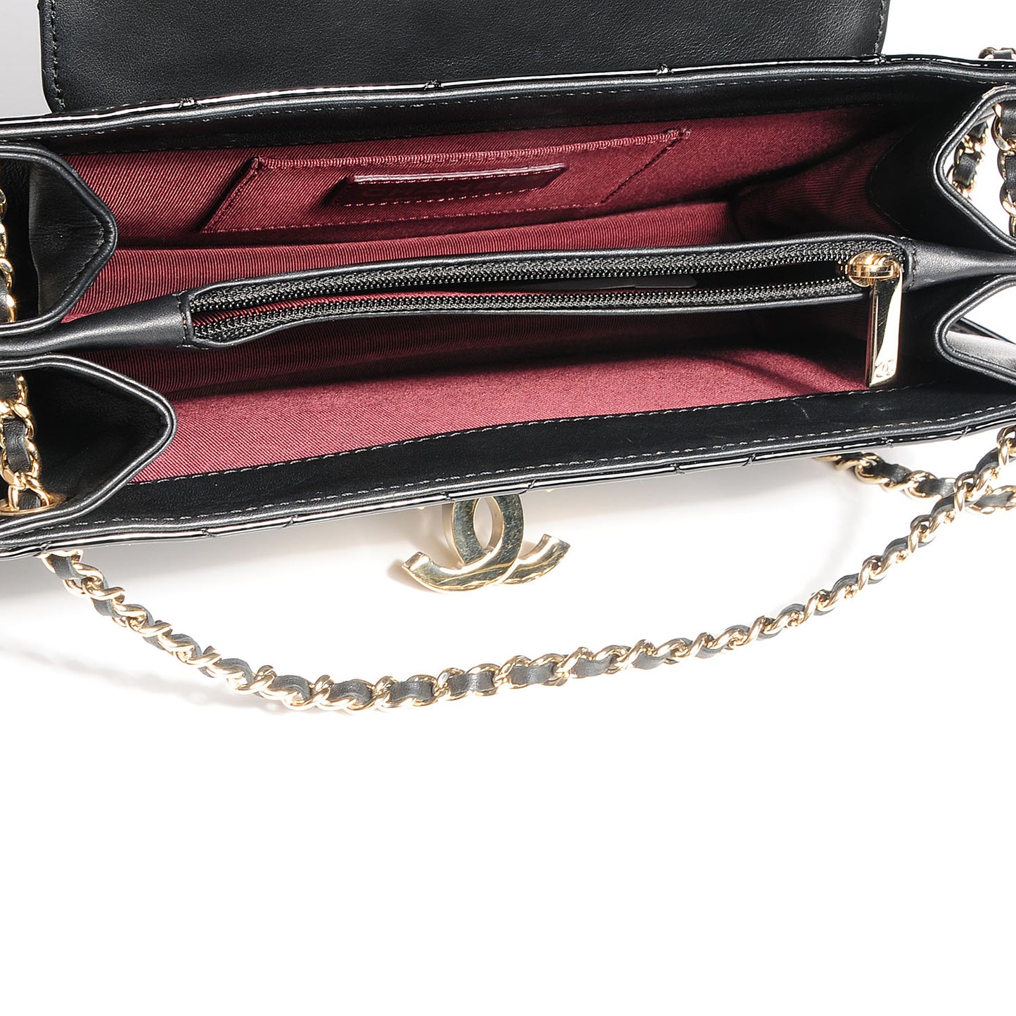 Patent Golden Class Accordion Flap Bag Black