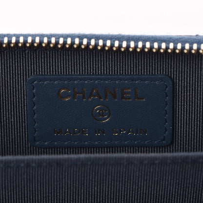 Chanel Metallic Caviar Quilted Zip Coin Purse Dark Blue 6 of 8
