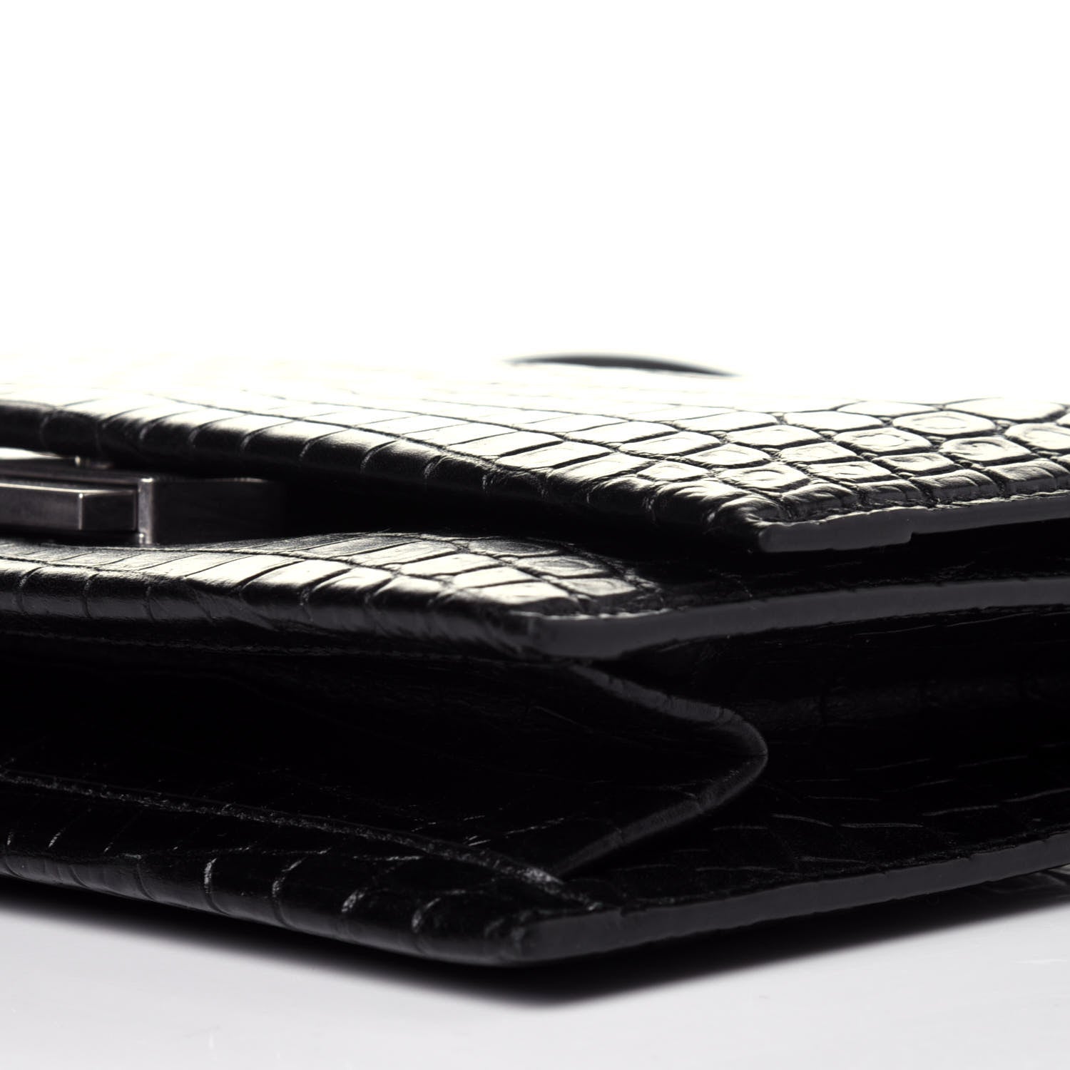 Saint Laurent Calfskin Crocodile Embossed Small Babylone Black 8 of 9