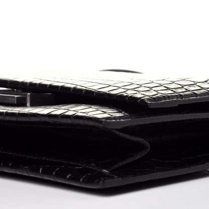 Saint Laurent Calfskin Crocodile Embossed Small Babylone Black 8 of 9