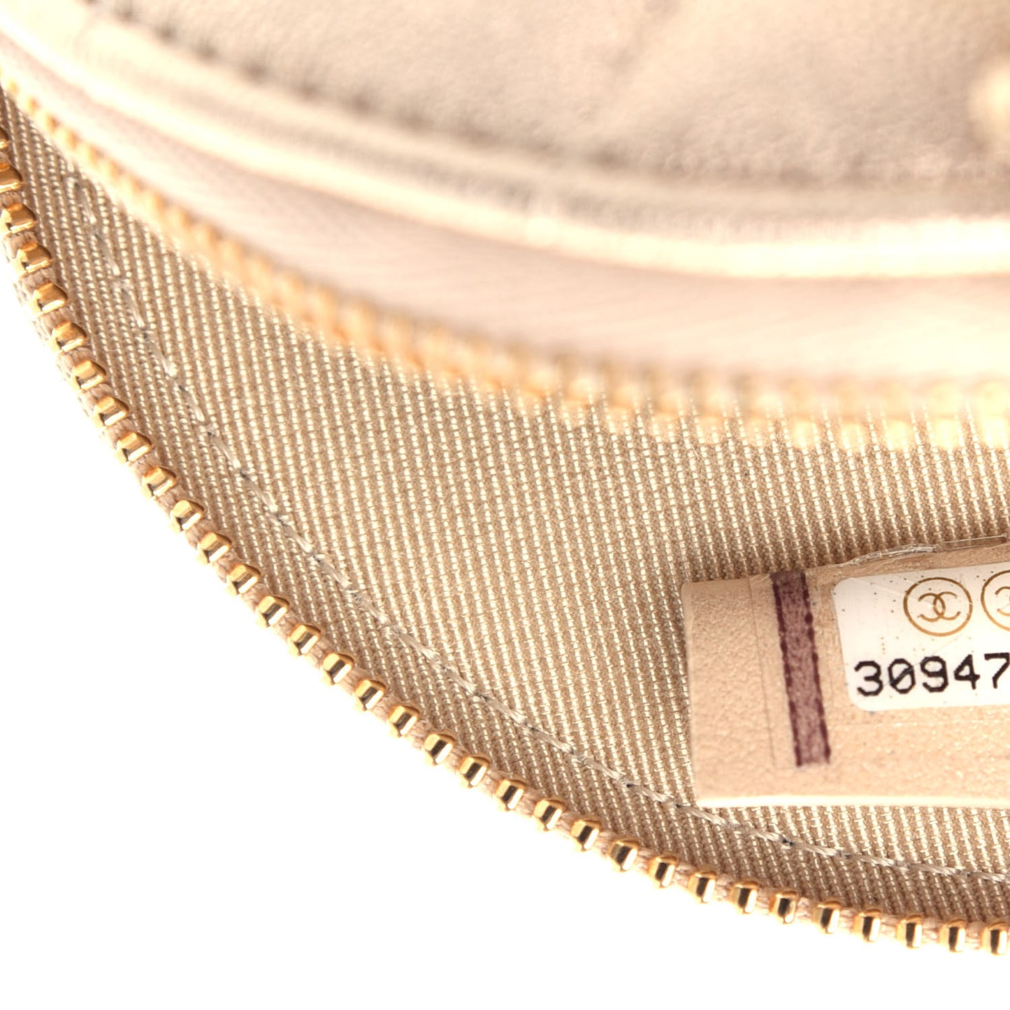 Metallic Lambskin Quilted Round Clip On Coin Purse Gold