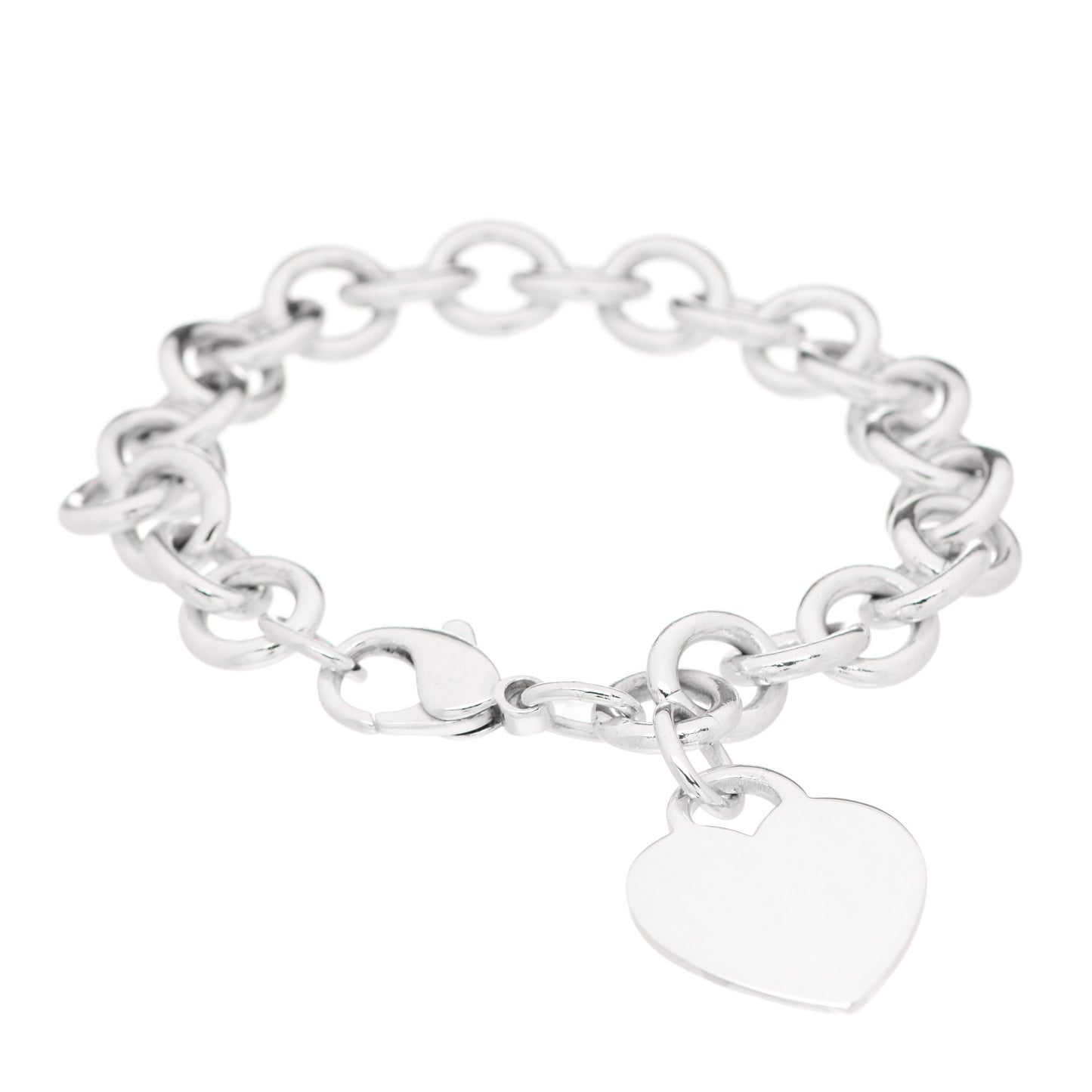 Sterling Silver Heart Tag Charm Bracelet
