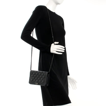 Chanel Caviar Quilted Boy Wallet On Chain WOC So Black 2 of 8