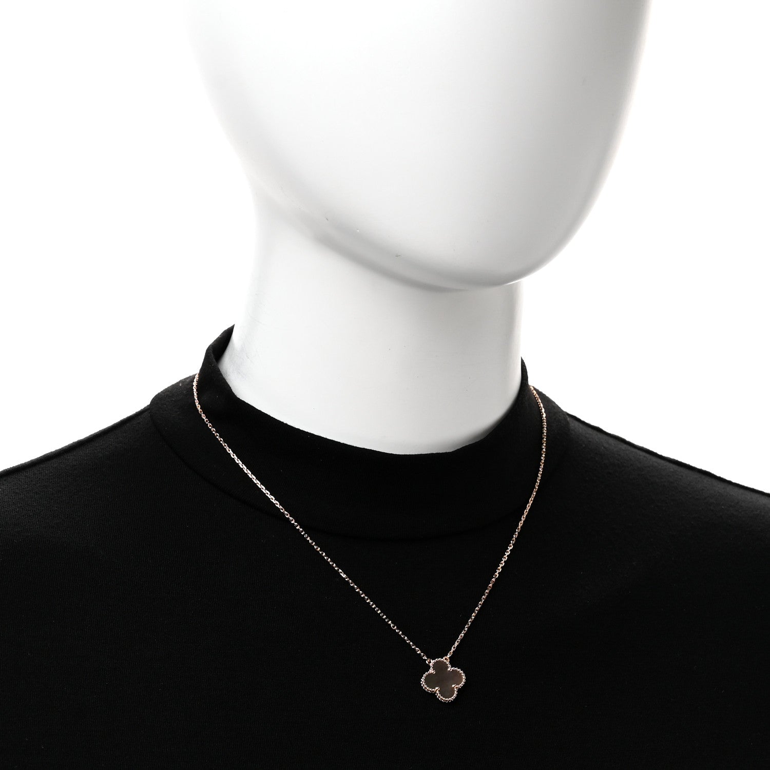 Van Cleef & Arpels 18K Rose Gold Gray Mother of Pearl Vintage Alhambra Pendant Necklace 2 of 4