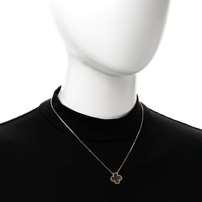 Van Cleef & Arpels 18K Rose Gold Gray Mother of Pearl Vintage Alhambra Pendant Necklace 2 of 4
