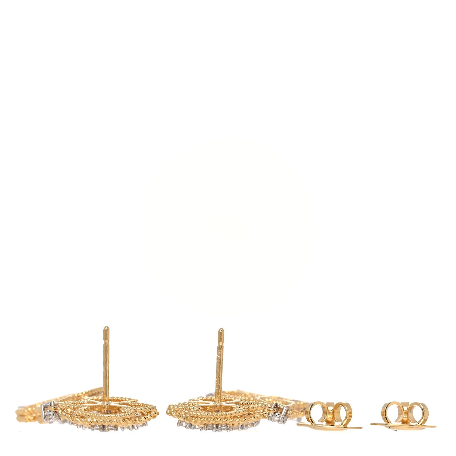 Roberto Coin 18K Yellow White Gold Diamond New Barocco Drop Earrings 3 of 4