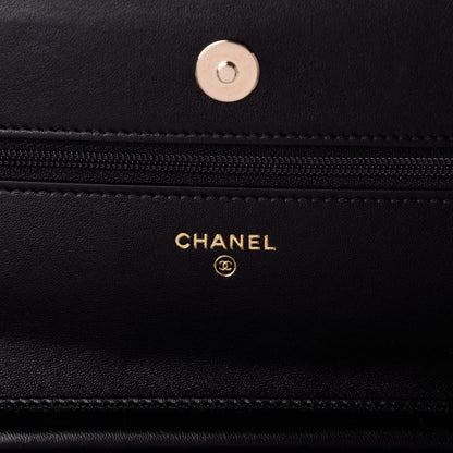 Chanel Lambskin Quilted Chain Around Wallet On Chain WOC Black 6 of 11