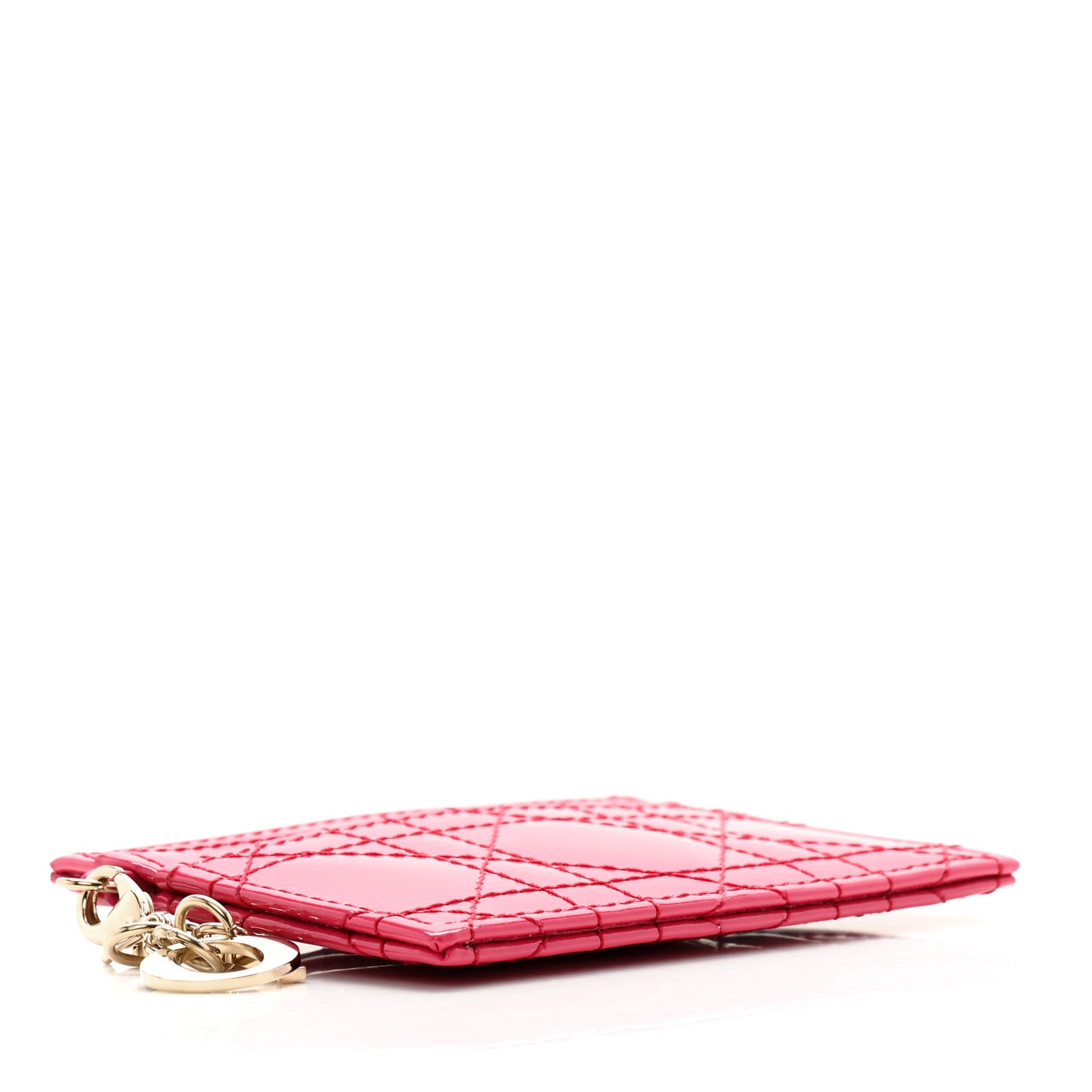 Patent Cannage Lady Dior Card Holder Pink