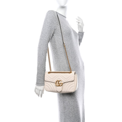 Gucci Calfskin Matelasse Small GG Marmont Shoulder Bag White 2 of 11
