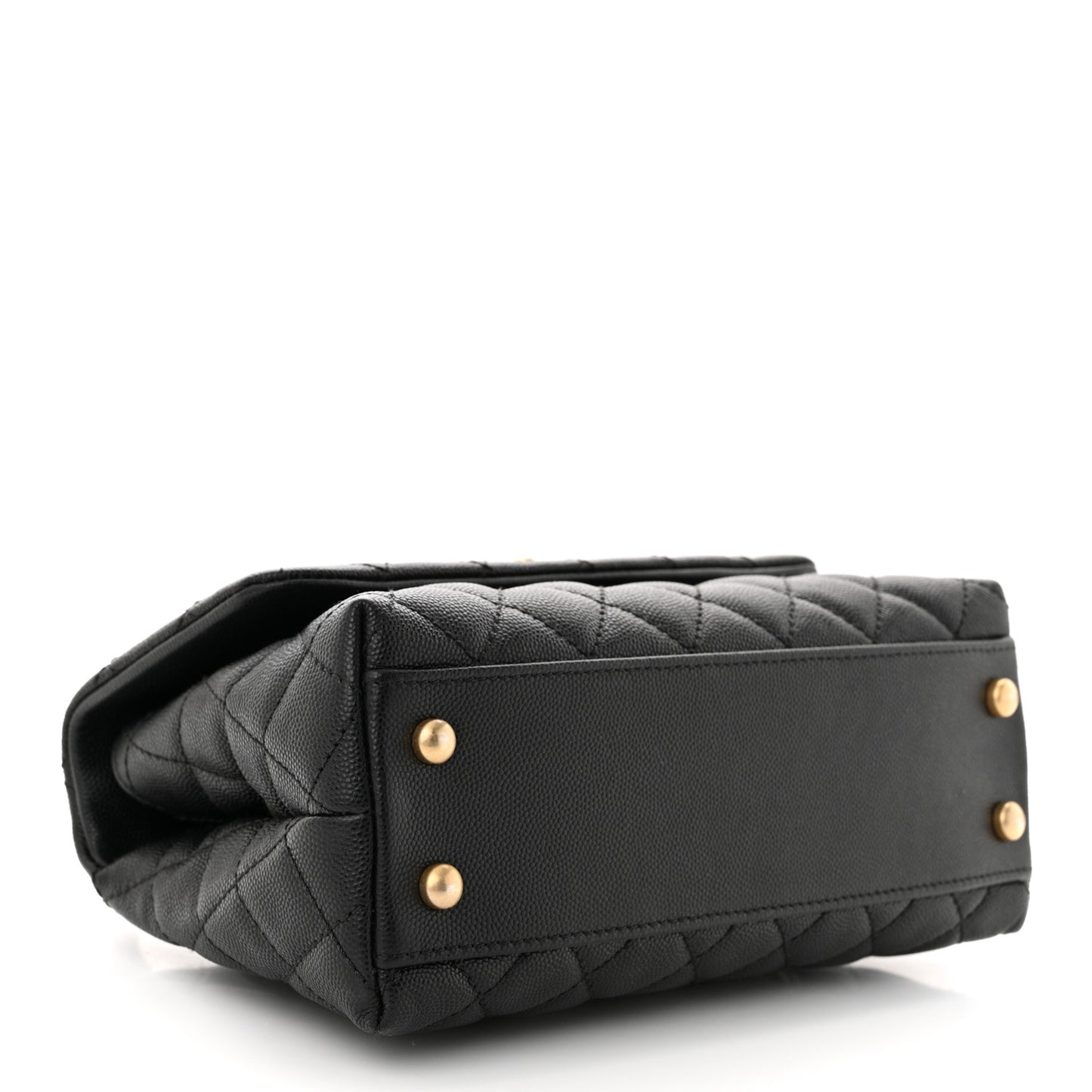 Caviar Lizard Quilted Mini Coco Handle Flap Black
