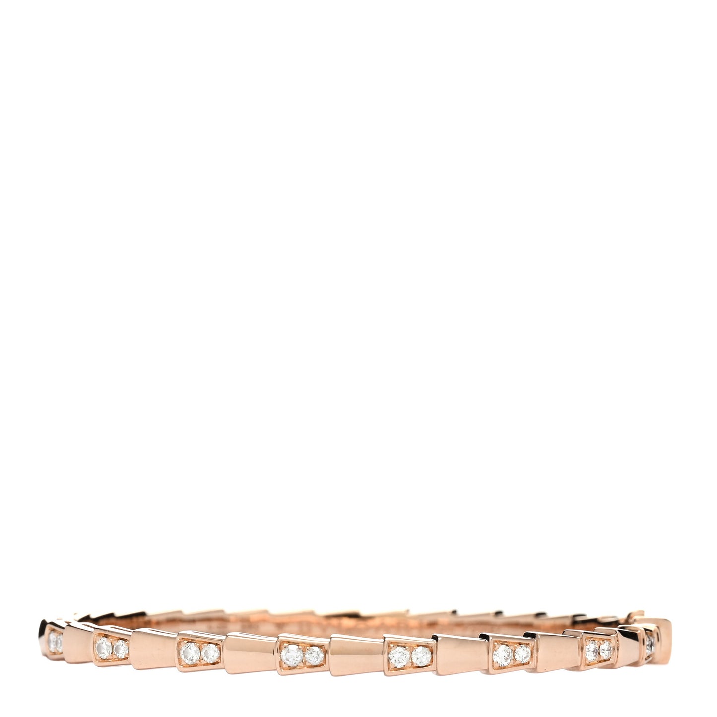 18K Rose Gold Diamond Serpenti Viper Bangle Bracelet SM