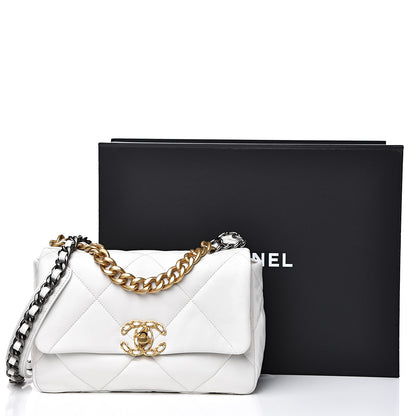 Chanel Goatskin Quilted Medium 19 Flap White 9 of 9