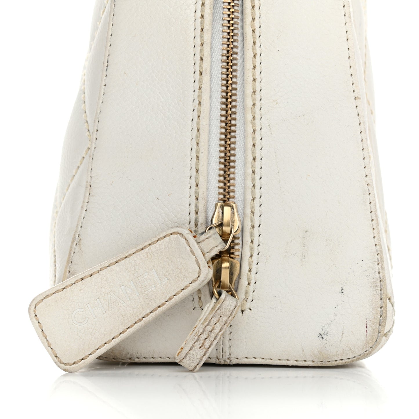 Calfskin Wild Stitch Top Handle Bag White