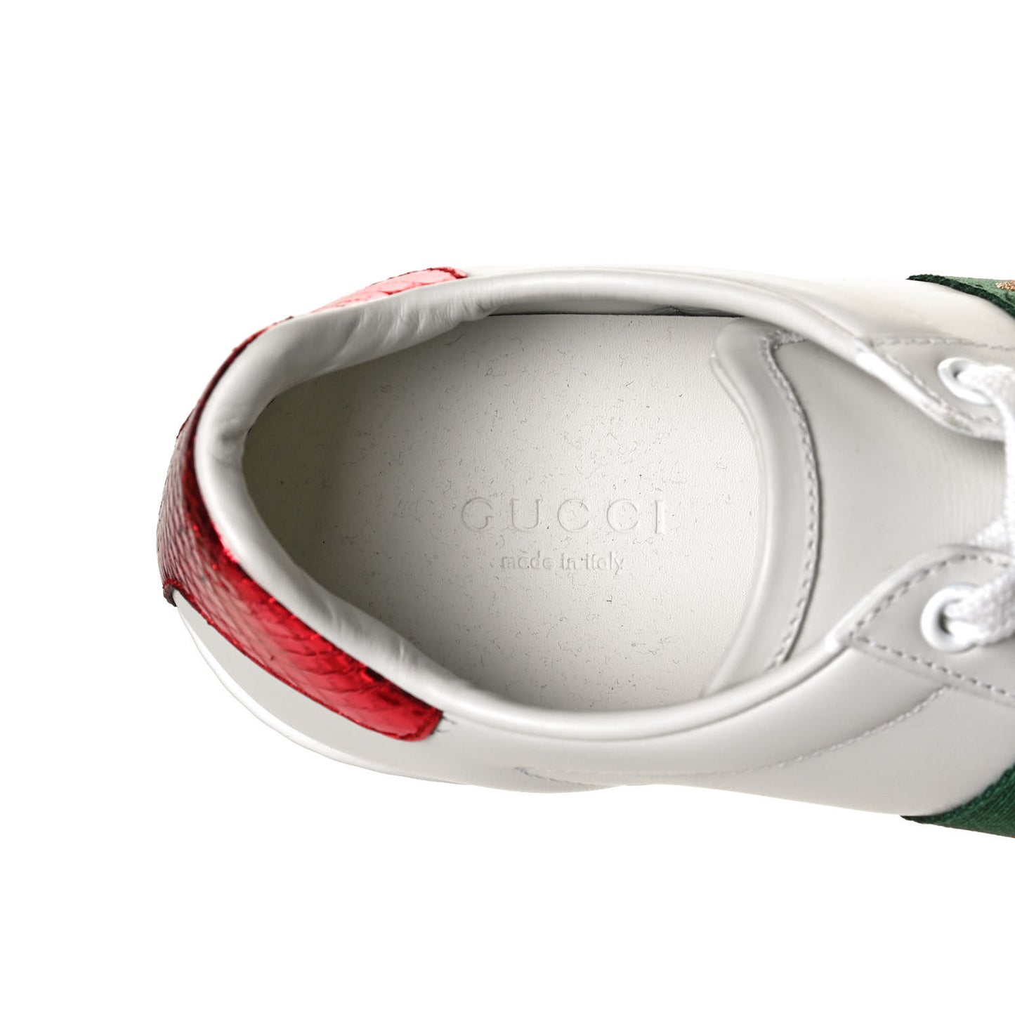 Calfskin Ayers Bee Embroidered Womens Ace Sneakers 36 White Green