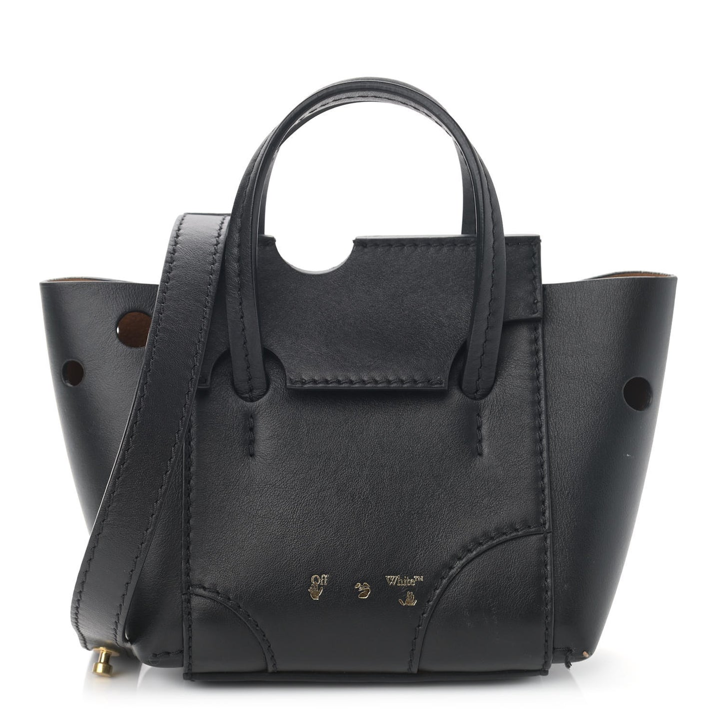 OFF WHITE Calfskin Burrow 16 Tote Black