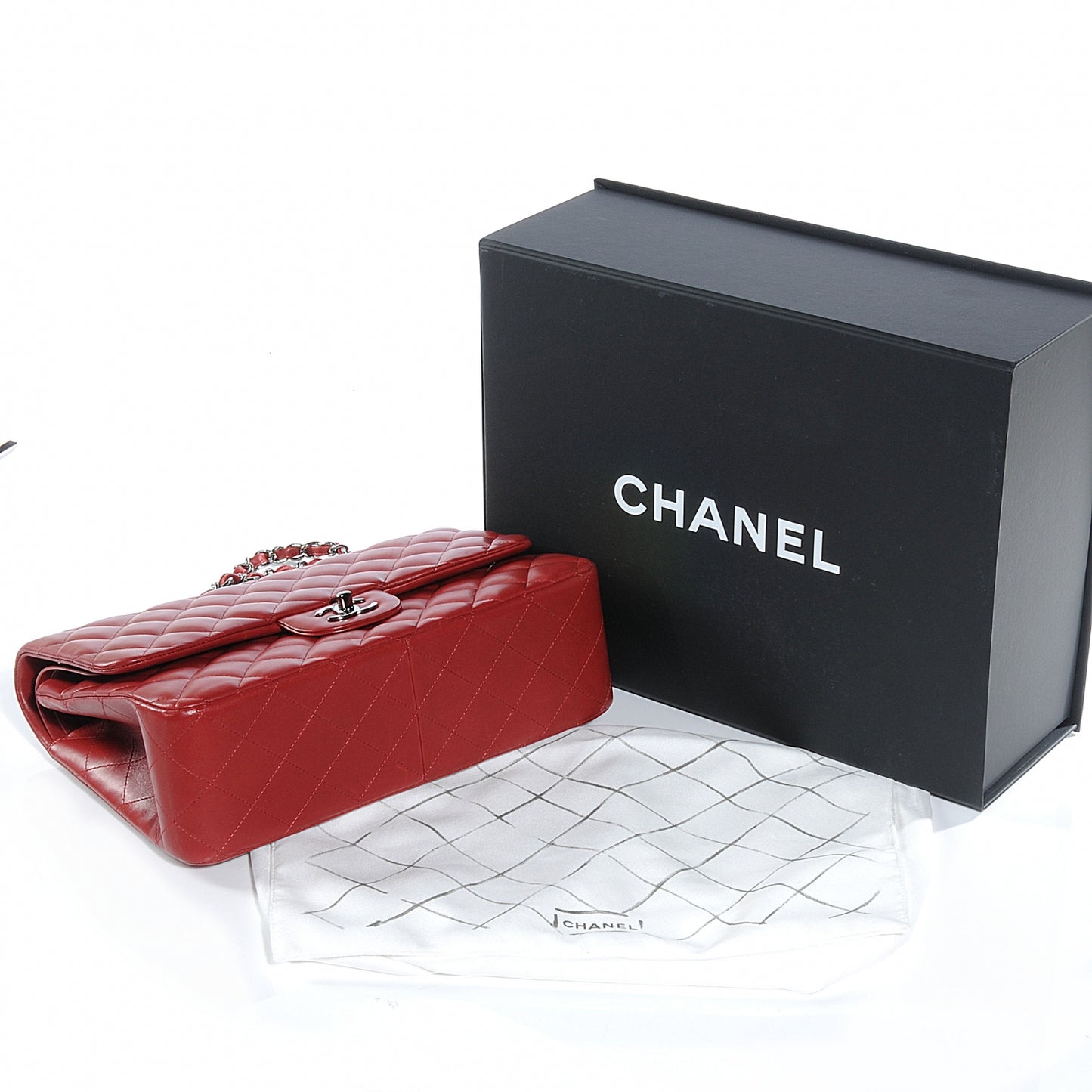 Lambskin Jumbo Double Flap Red