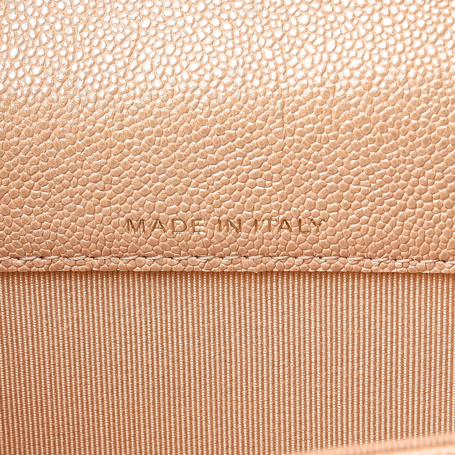 Iridescent Caviar Quilted Flap Card Holder Beige
