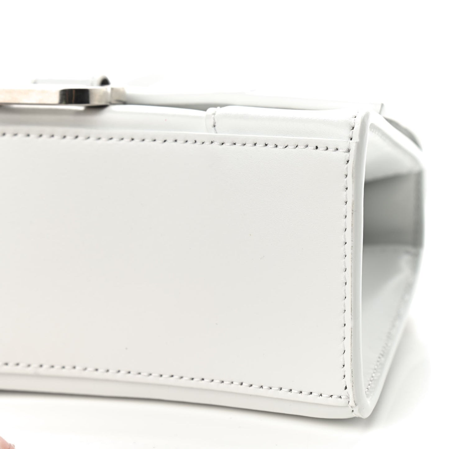 Box Calfskin Graffiti Logo Hourglass Top Handle Bag XS White Light Silver