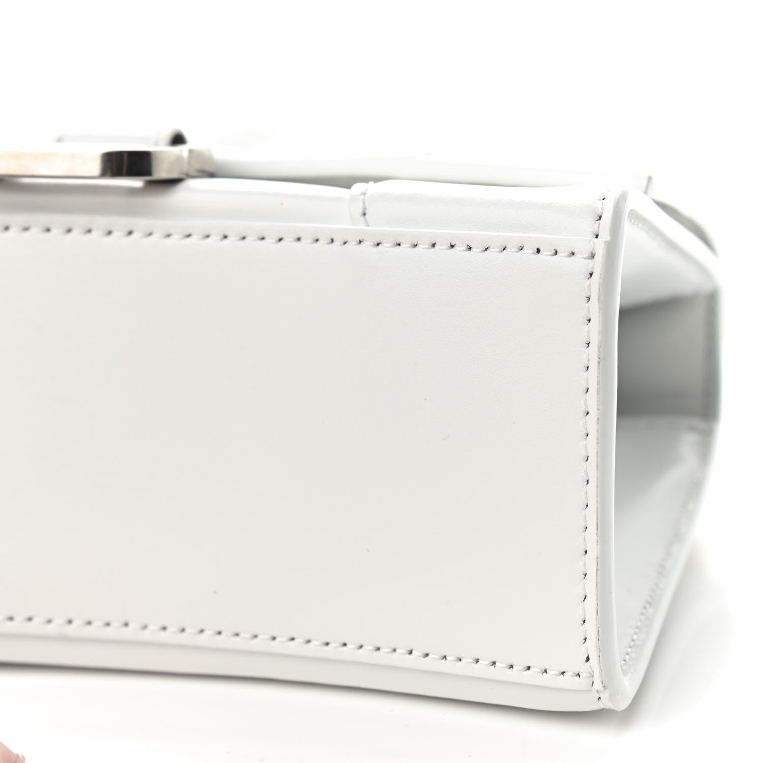 Balenciaga Box Calfskin Graffiti Logo Hourglass Top Handle Bag XS White Light Silver 5 of 7