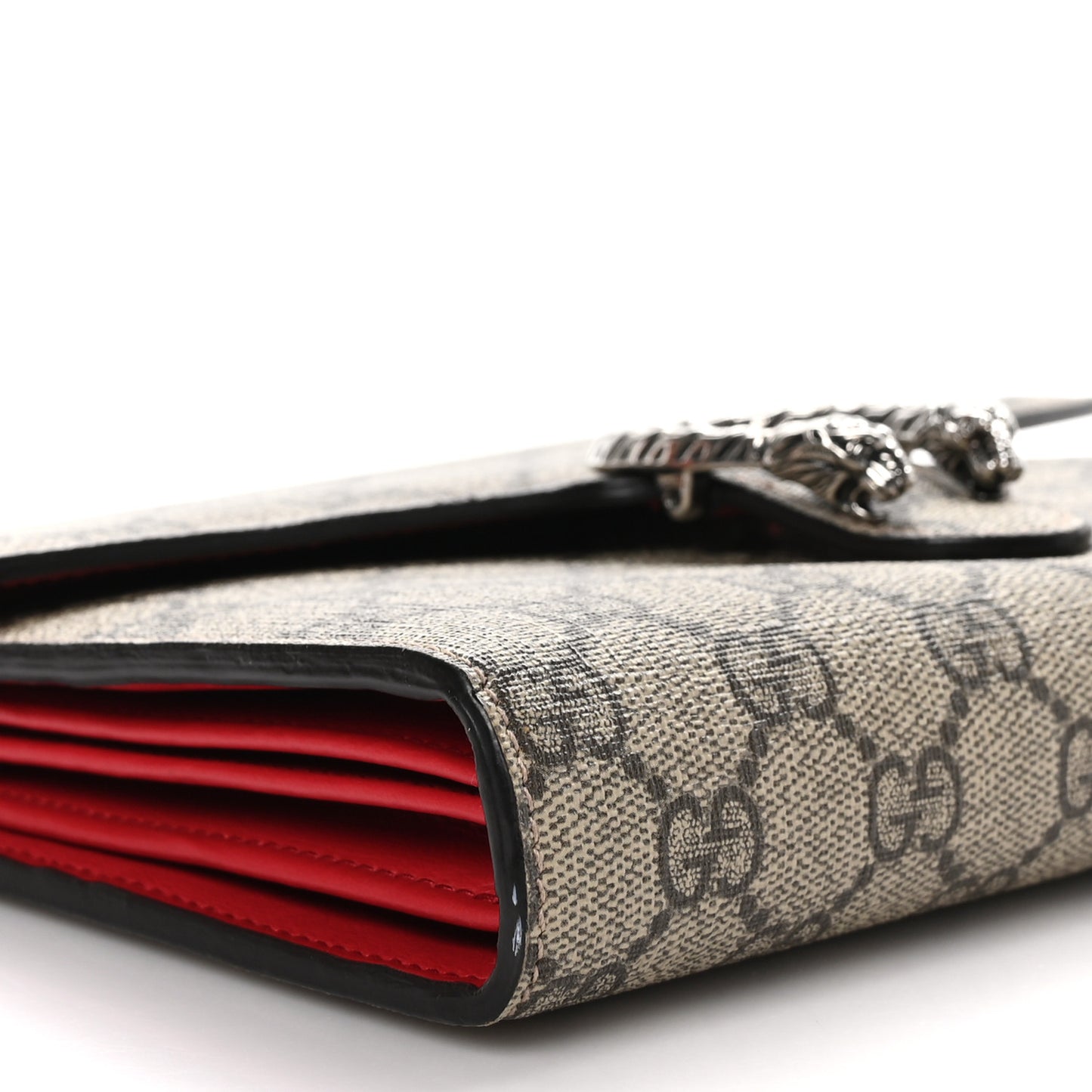 GG Supreme Monogram Mini Dionysus Chain Wallet Beige Vulcanic Red
